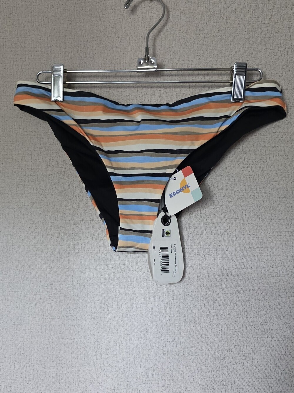 Prana Striped Bikini Bottom in Blue, Orange, Cream and Black